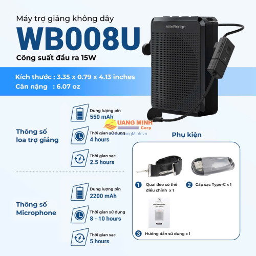 Máy trợ giảng WB008U – Micro đeo đầu không dây – 15W